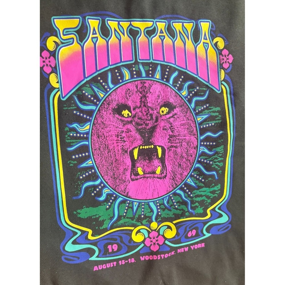 Carlos Santana Pullover Crewneck Woodstock 1969 Purple Lion Womens Large - Picture 3 of 9